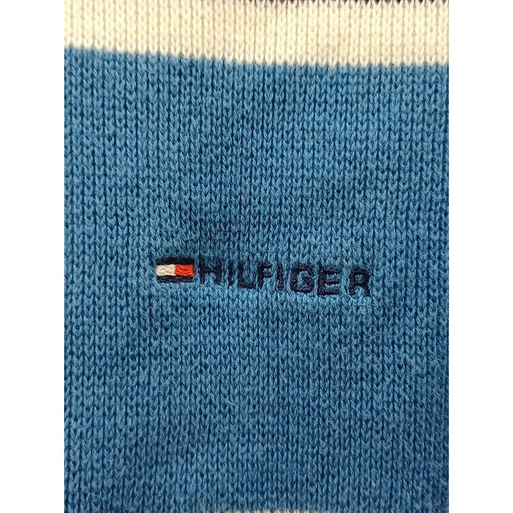 Vintage Y2K Tommy Hilfiger Striped Sweater Sz L Striped Logo